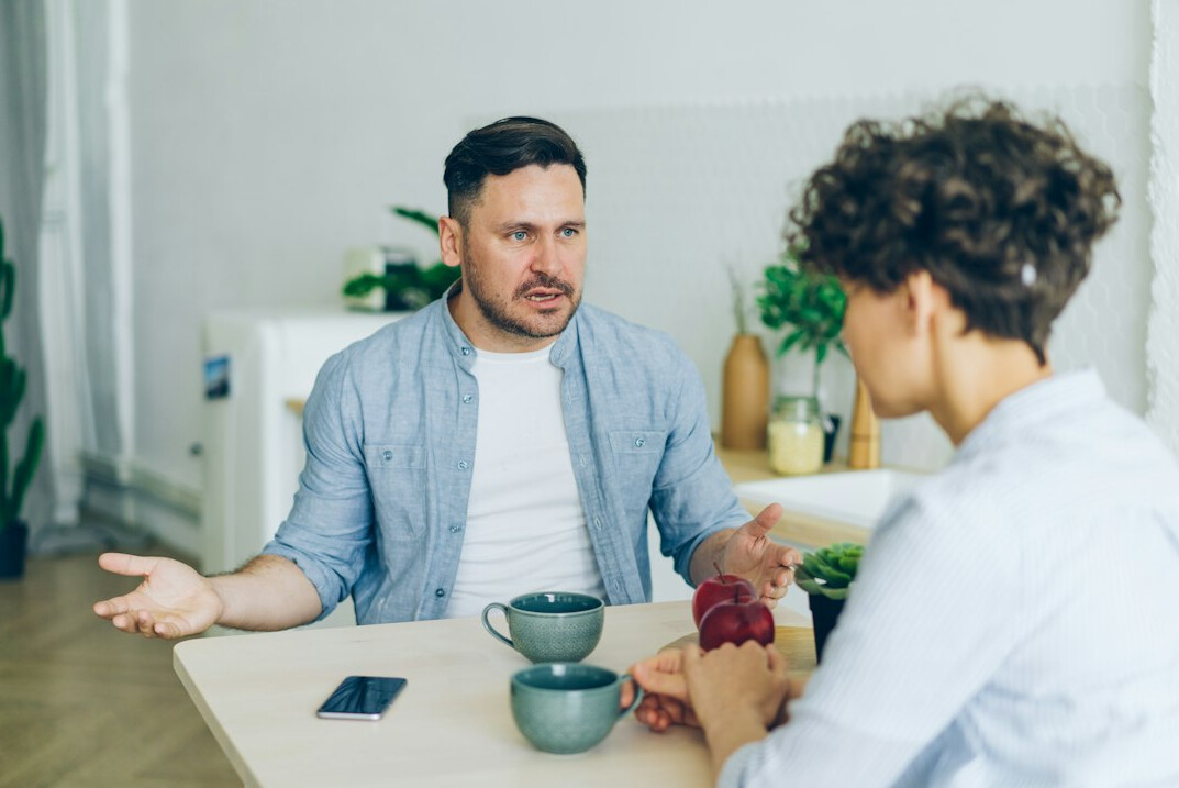 assertive conversation between two people